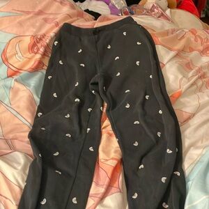 Black sweatpants with cute white rainbows for girls